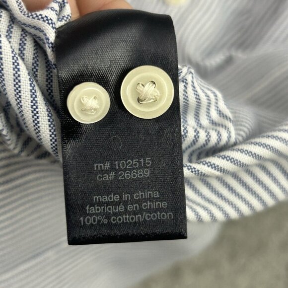 John Varvatos USA Shirt Mens Medium Striped Peace Sign Logo Button Up Casual - Picture 8 of 10